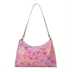 Geometric Pattern Crescent Shoulder Bag PU Leather Underarm Bag Women's Stylish