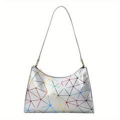 Geometric Pattern Crescent Shoulder Bag PU Leather Underarm Bag Women's Stylish