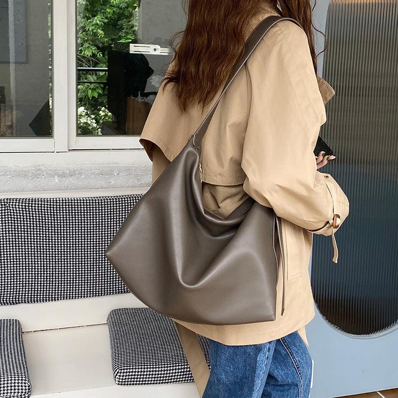 Minimalist Crossbody Bag Large Capacity Shoulder Bag PU Leather