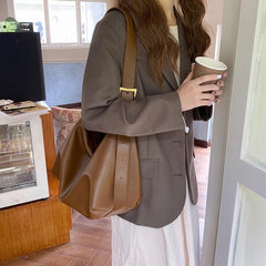 Minimalist Crossbody Bag Large Capacity Shoulder Bag PU Leather