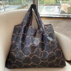 Cartoon Random Pattern Foldable Tote Bag Lightweight Portable Shoulder Bag