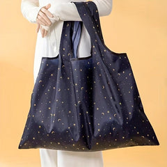 Cartoon Random Pattern Foldable Tote Bag Lightweight Portable Shoulder Bag
