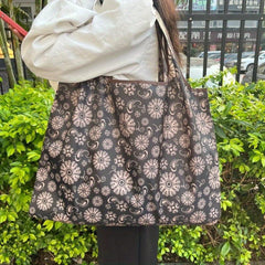 Cartoon Random Pattern Foldable Tote Bag Lightweight Portable Shoulder Bag