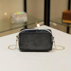 Rhinestone Crossbody Bag Chain Shoulder Bag Glitter Square Bag