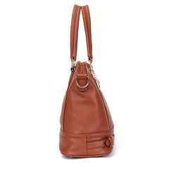 Solid Zipper Shoulder Bag Top Handle Handbag Faux Leather Crossbody
