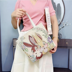 Vintage Bunny Pattern Tote Bag Lightweight Shoulder Bag