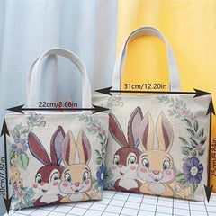Vintage Bunny Pattern Tote Bag Lightweight Shoulder Bag