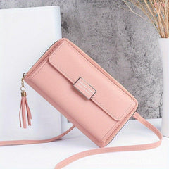 Tassel Decor Long Wallet Crossbody Bag Clutch Purse