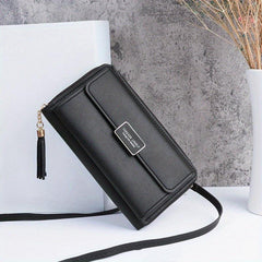 Tassel Decor Long Wallet Crossbody Bag Clutch Purse