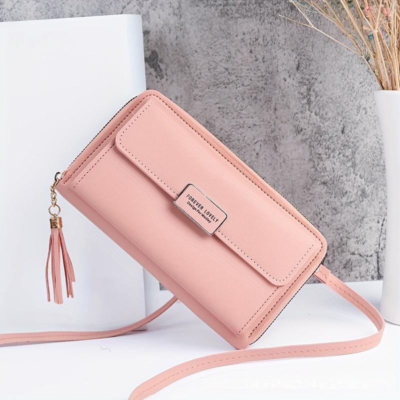 Tassel Decor Long Wallet Crossbody Bag Clutch Purse
