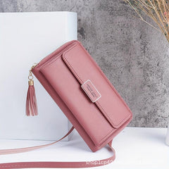 Tassel Decor Long Wallet Crossbody Bag Clutch Purse