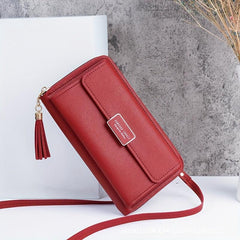 Tassel Decor Long Wallet Crossbody Bag Clutch Purse