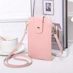 Pipping Buckle Mobile Phone Bag Double Layer Thin Crossbody Bag