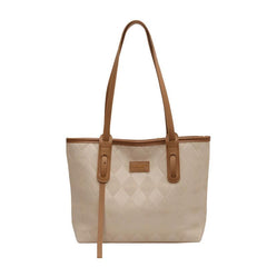 Rhombus Embossed Tote Bag Large Capacity Shoulder Bag PU Leather Handbag