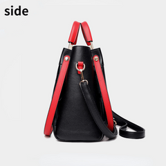 Metal Top Handle Crossbody Bag PU Leather Textured Satchel Bag