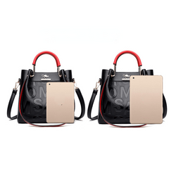 Metal Top Handle Crossbody Bag PU Leather Textured Satchel Bag