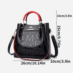 Metal Top Handle Crossbody Bag PU Leather Textured Satchel Bag