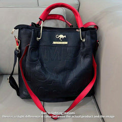 Metal Top Handle Crossbody Bag PU Leather Textured Satchel Bag