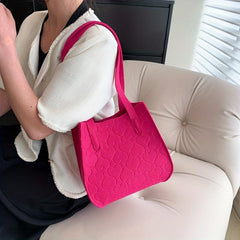 Heart Pattern Square Shoulder Bag Portable Handbag Shopping Bag
