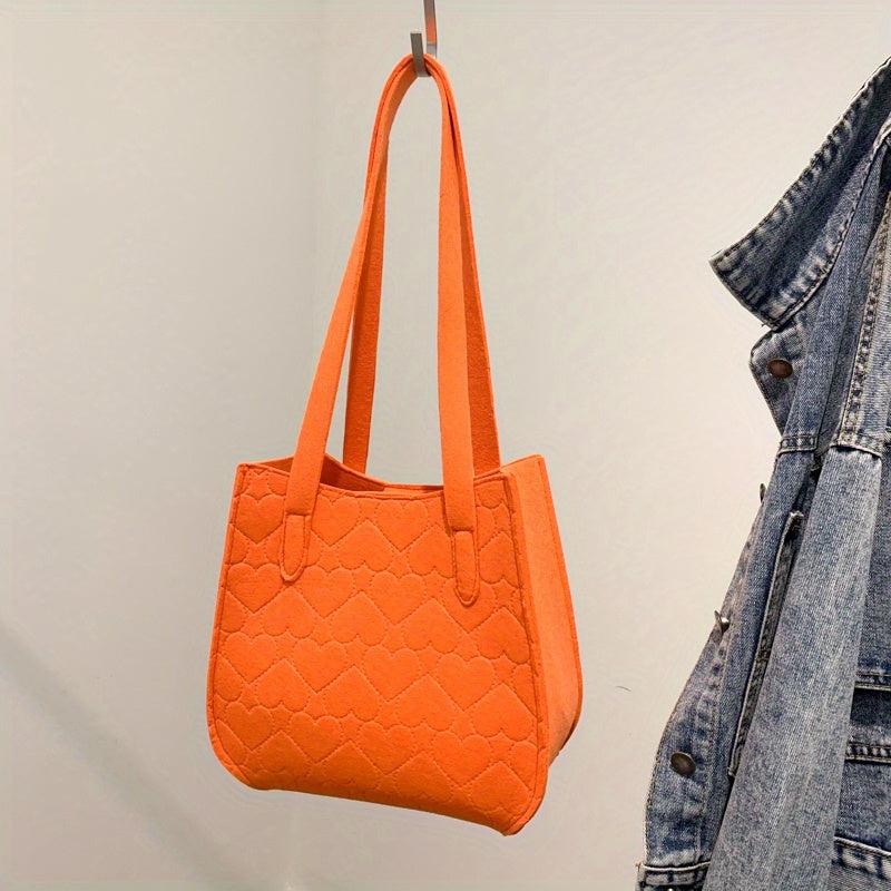 Heart Pattern Square Shoulder Bag Portable Handbag Shopping Bag