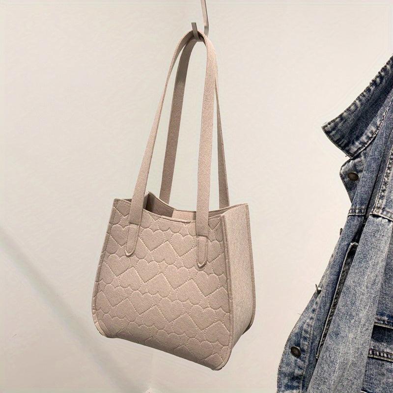 Heart Pattern Square Shoulder Bag Portable Handbag Shopping Bag