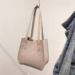 Heart Pattern Square Shoulder Bag Portable Handbag Shopping Bag