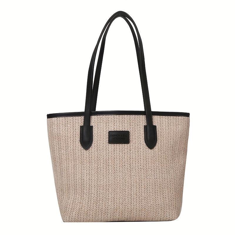 Minimalist Straw Shoulder Bag Summer Storage Woven Bag Office Bag