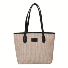 Minimalist Straw Shoulder Bag Summer Storage Woven Bag Office Bag