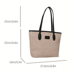 Minimalist Straw Shoulder Bag Summer Storage Woven Bag Office Bag