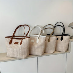 Minimalist Straw Shoulder Bag Summer Storage Woven Bag Office Bag