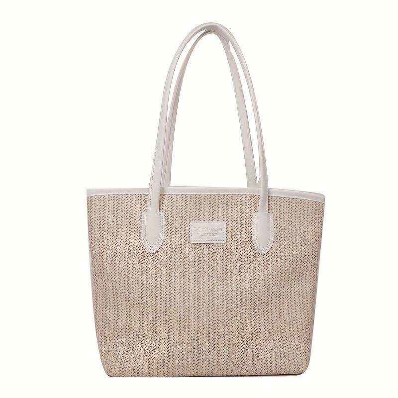 Minimalist Straw Shoulder Bag Summer Storage Woven Bag Office Bag