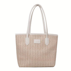 Minimalist Straw Shoulder Bag Summer Storage Woven Bag Office Bag