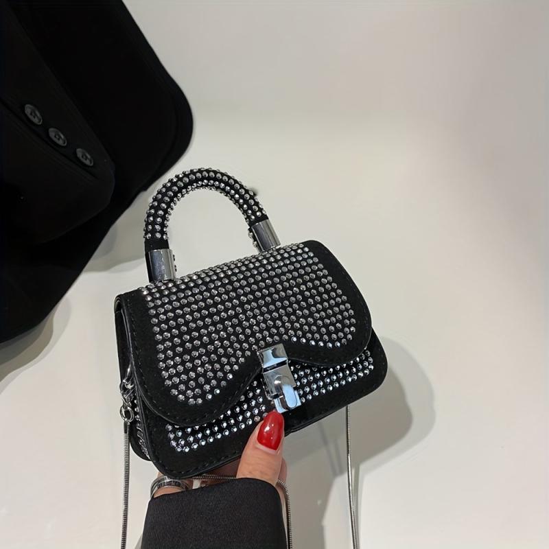 Vintage Rhinestone Chain Crossbody Bag for Women