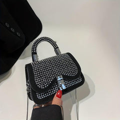Vintage Rhinestone Chain Crossbody Bag for Women