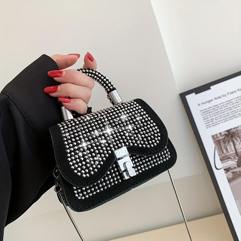 Vintage Rhinestone Chain Crossbody Bag for Women