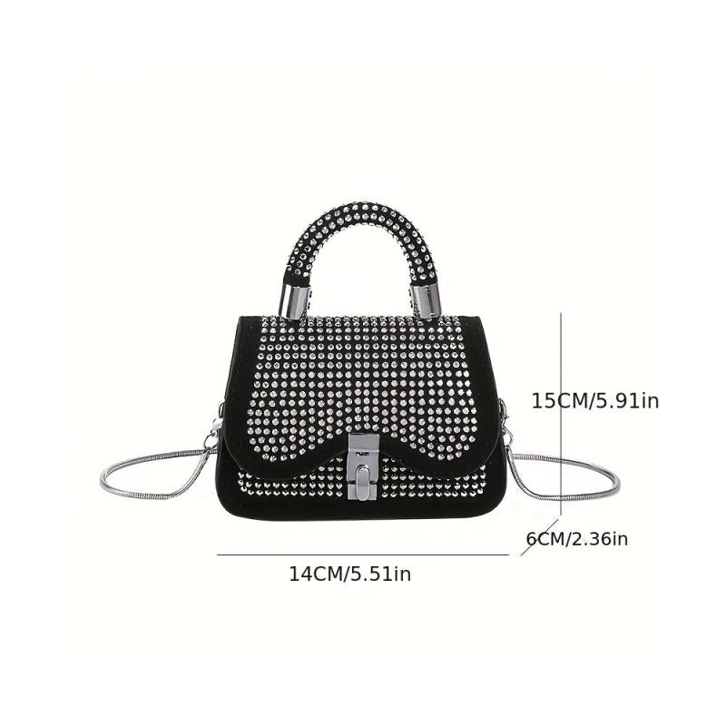 Vintage Rhinestone Chain Crossbody Bag for Women