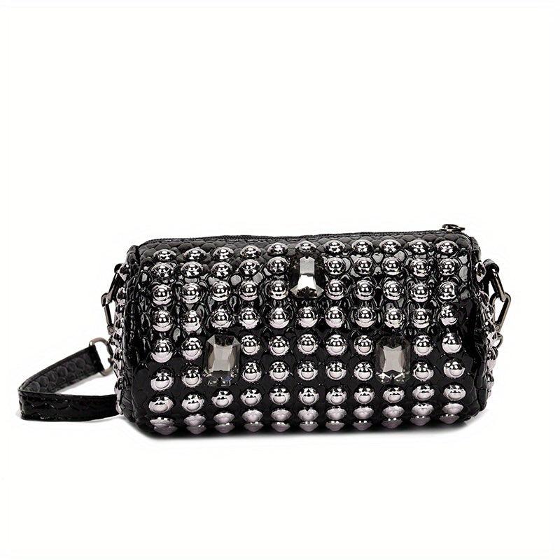 Studded Decor Crossbody Bag Chain Shoulder Bag Tassel Purse