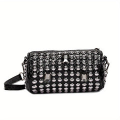 Studded Decor Crossbody Bag Chain Shoulder Bag Tassel Purse