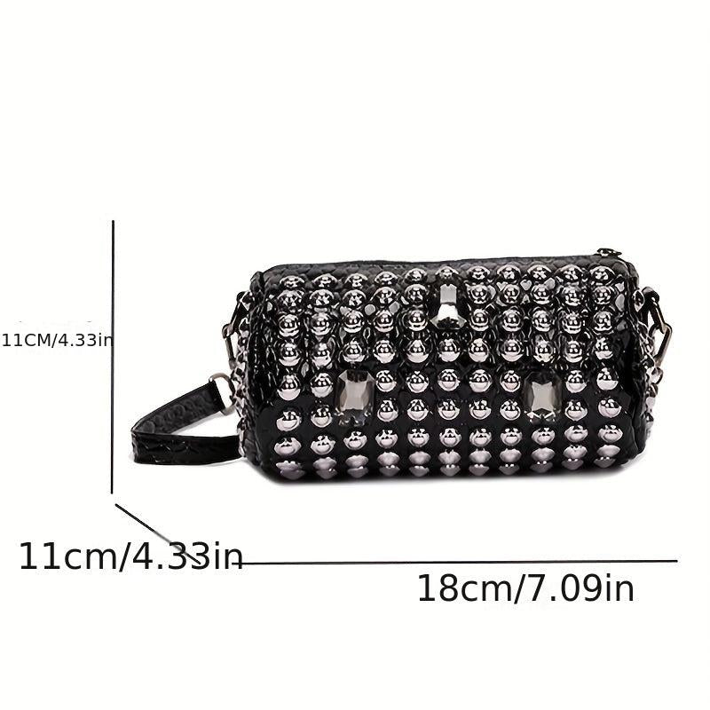 Studded Decor Crossbody Bag Chain Shoulder Bag Tassel Purse