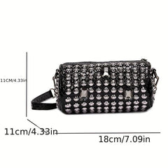 Studded Decor Crossbody Bag Chain Shoulder Bag Tassel Purse
