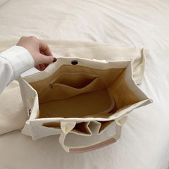 Large Capacity Corduroy Tote Bag Casual Pockets Handbag Crossbody Bag