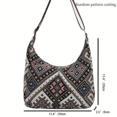 Ethnic Style Woven Crossbody Bag Geometric Graphic Shoulder Bag