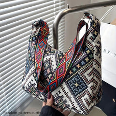 Ethnic Style Woven Crossbody Bag Geometric Graphic Shoulder Bag