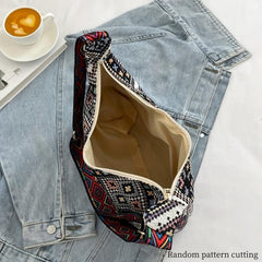 Ethnic Style Woven Crossbody Bag Geometric Graphic Shoulder Bag