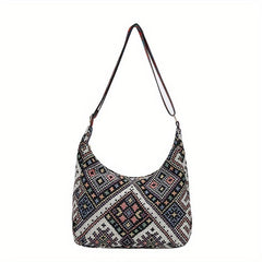 Ethnic Style Woven Crossbody Bag Geometric Graphic Shoulder Bag