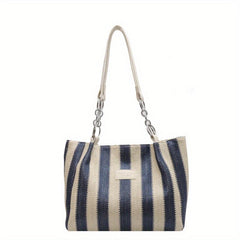 Striped Pattern Shoulder Bag Large Capacity Tote Bag