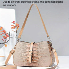 Crocodile Pattern Crossbody Bag Vintage PU Shoulder Satchel Bag Women's Handbag