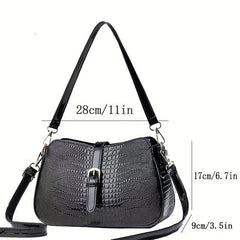 Crocodile Pattern Crossbody Bag Vintage PU Shoulder Satchel Bag Women's Handbag