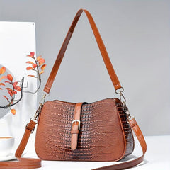 Crocodile Pattern Crossbody Bag Vintage PU Shoulder Satchel Bag Women's Handbag