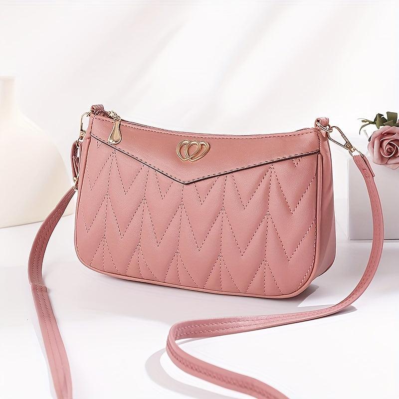 Quilted Crossbody Bag Stylish PU Shoulder Bag Women's Casual Handbag